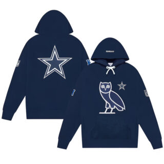 Men's Dallas Cowboys Navy OVO Scarlet Icon Team Pullover Hoodie