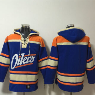 Men's Edmonton Oilers #29 Leon Draisaitl Blue Lace-Up Pullover Hoodie