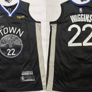 Men's Golden State Warriors #22 Andrew Wiggins Black Stitched Basketball Jersey