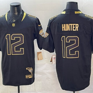 Men's Jacksonville Jaguars #12 Travis Hunter Black Gold 2025 F.U.S.E. With Patch Vapor Untouchable Limited Stitched Jersey