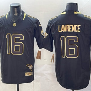Men's Jacksonville Jaguars #16 Trevor Lawrence Black Gold 2025 F.U.S.E. With Patch Vapor Untouchable Limited Stitched Jersey