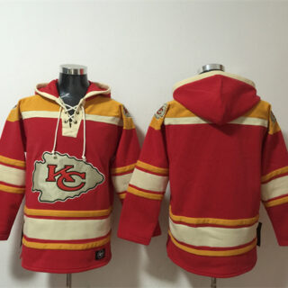 Men's Kansas City Chiefs Blank Red Lace-Up Pullover Hoodie