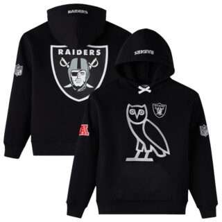 Men's Las Vegas Raiders Black OVO Scarlet Icon Team Pullover Hoodie