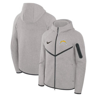 Men's Los Angeles Chargers Gray Tech Fleece Full-Zip Windrunner Hoodie