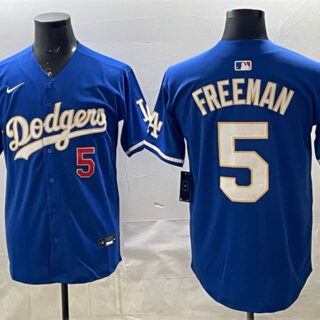 Men's Los Angeles Dodgers #5 Freddie Freeman Royal Limited Stitched Baseball Jersey