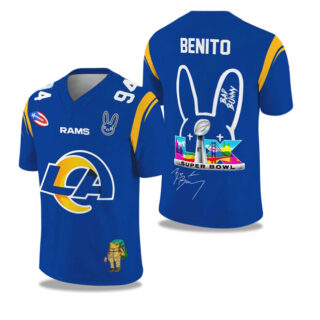 Men's Los Angeles Rams Blue 2025 2026 Bowl LX Print Jersey