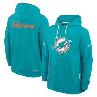 Men's Miami Dolphins Aqua Sideline Standard Issue Initial Home Dri-FIT Pullover Hoodie