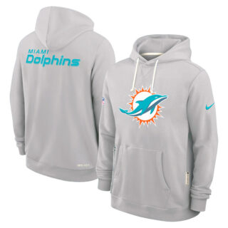 Men's Miami Dolphins Charcoal Sideline Standard Issue Initial Home Dri-FIT Pullover Hoodie