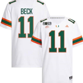 Men's Miami Hurricanes #11 Carson Beck White 2026 Patch Stitched Football Jersey