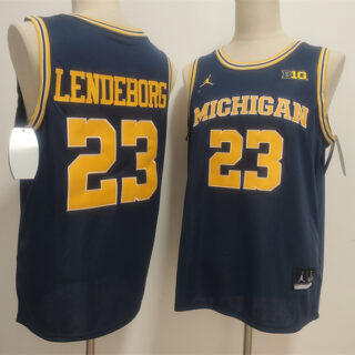 Men's Michigan Wolverines #23 Yaxel Lendeborg Navy 2025 Vapor Limited Stitched Football Jersey