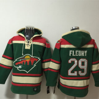 Men's Minnesota Wild #29 Marc-Andre Fleury Green Lace-Up Pullover Hoodie