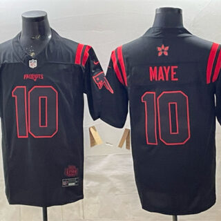 Men's New England Patriots #10 Drake Maye Black 2025 F.U.S.E. 'Stranger Things Edition' Vapor Limited Stitched Football Jersey