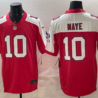 Men's New England Patriots #10 Drake Maye Red Alternate F.U.S.E. Throwback Vapor Limited Stitched Football Jersey