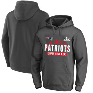 Men's New England Patriots Charcoal 2025 Super Bowl LX Big & Tall Game Plan Hoodie