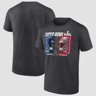 Men's New England Patriots vs. Seattle Seahawks Charcoal 2025 Super Bowl LX Matchup Final Battle T-Shirt