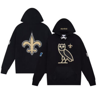 Men's New Orleans Saints Black OVO Scarlet Icon Team Pullover Hoodie