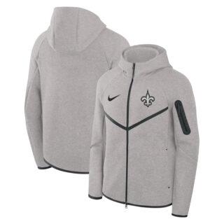 Men's New Orleans Saints Gray Tech Fleece Full-Zip Windrunner Hoodie