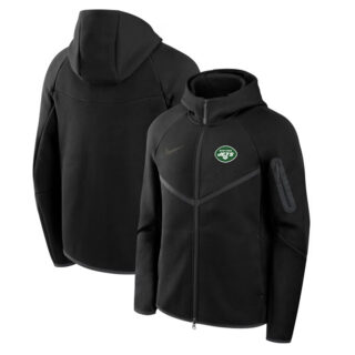 Men's New York Jets Black Tech Fleece Full-Zip Windrunner Hoodie