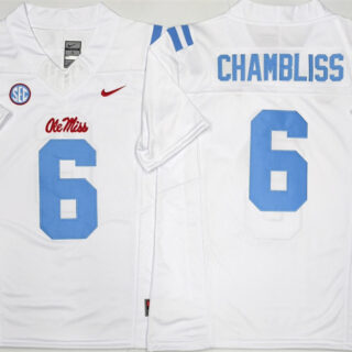 Men's Ole Miss Rebels #6 Trinidad Chambliss White 2026 F.U.S.E. Stitched jersey