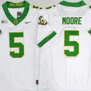Men's Oregon Ducks #5 Dakorien Moore White 2026 F.U.S.E. Stitched Jersey