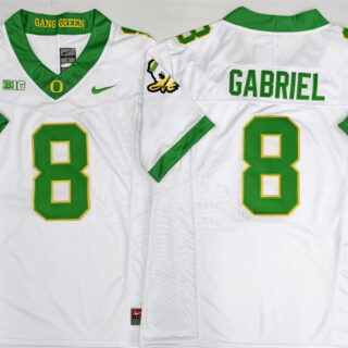 Men's Oregon Ducks #8 Dillon Gabriel White 2026 F.U.S.E. Stitched Jersey