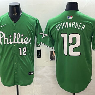Men's Philadelphia Phillies #12 Kyle Schwarber Green Limited Stitched Jersey