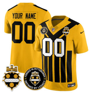 Men's Pittsburgh Steelers Active Player Custom Gold F.U.S.E. 1933 Throwback Limited Stitched Football Jersey