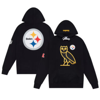 Men's Pittsburgh Steelers OVO Scarlet Icon Team Pullover Hoodie