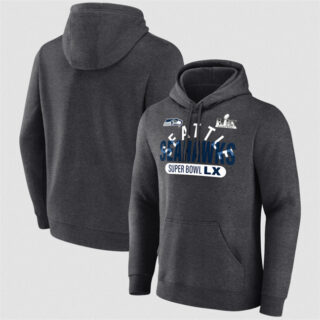 Men's Seattle Seahawks Heather Charcoal 2025 Super Bowl LX Game Plan Hoodie