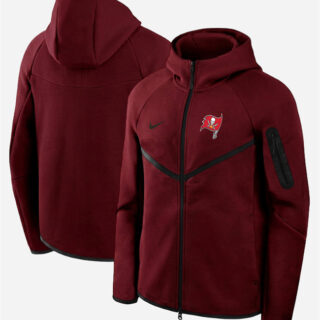 Men's Tampa Bay Buccaneers Red Tech Fleece Full-Zip Windrunner Hoodie