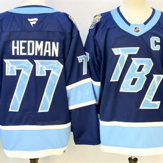 Men's Tampa Bay Lightning #77 Victor Hedman Blue 2026 Stadium Series With C Patch Stitched Jersey