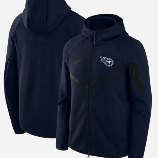 Men's Tennessee Titans Navy Tech Fleece Full-Zip Windrunner Hoodie