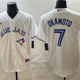 Men's Toronto Blue Jays #7 Kazuma Okamoto White 2025 Cool Base Stitched Baseball Jersey