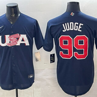Men's USA Baseball #99 Aaron Judge 2023 Navy World Baseball Classic Stitched Jersey