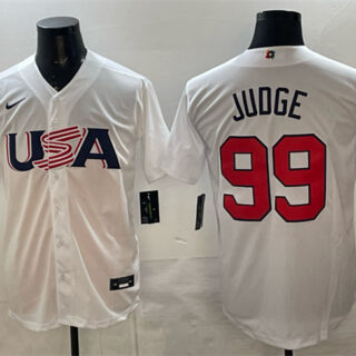 Men's USA Baseball #99 Aaron Judge White World Baseball Classic Stitched Jersey