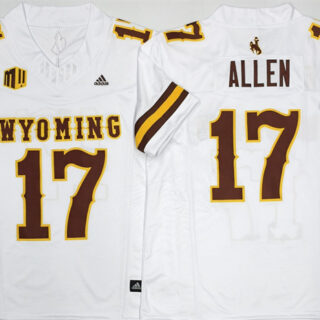 Men's Wyoming Cowboys #17 Josh Allen White 2026 F.U.S.E. Stitched College Football Jersey