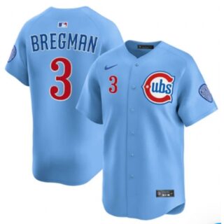 Men's Chicago Cubs #3 Alex Bregman Blue 2nd Alternate Limited Stitched Baseball Jersey