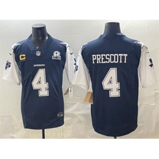 Men's Dallas Cowboys #4 Dak Prescott Navy F.U.S.E. With Established In 1960 And 4-Star C Vapor Limited Stitched Football Jersey