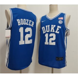 Men's Duke Blue Devils #12 Cameron Boozer Blue Stitched Basketball Jersey