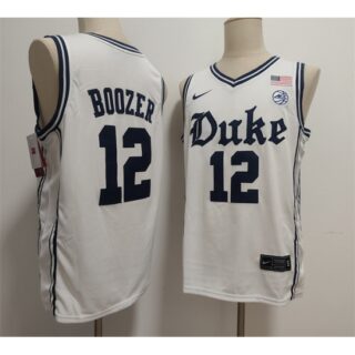 Men's Duke Blue Devils #12 Cameron Boozer White Stitched Basketball Jersey