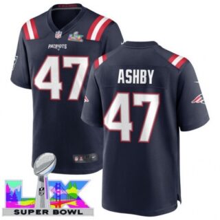 Men's New England Patriots #47 Julian Ashby Blue 2025 2026 Super Bowl LX F U S E Stitched Jersey
