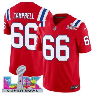 Men's New England Patriots #66 Will Campbell Red 2025 F.U.S.E. Super Bowl LX Vapor Limited Football Stitched Jersey