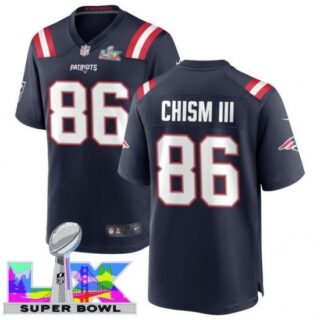 Men's New England Patriots #86 Efton Chism III Blue 2025 2026 Super Bowl LX F U S E Stitched Jersey
