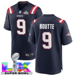 Men's New England Patriots #9 Kayshon Boutte Blue 2025 2026 Super Bowl LX F U S E Stitched Jersey
