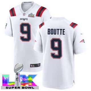 Men's New England Patriots #9 Kayshon Boutte White 2025 2026 Super Bowl LX F U S E Stitched Jersey