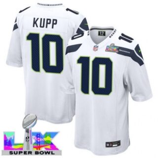Men's Seattle Seahawks #10 Cooper Kupp White 2025 2026 Super Bowl LX F U S E Stitched Jersey