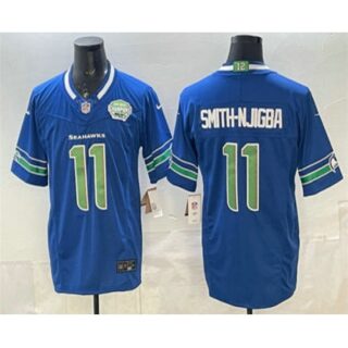 Men's Seattle Seahawks #11 Jaxon Smith-Njigba Royal FUSE 2025 NFC West Champions Limited Stitched Jersey