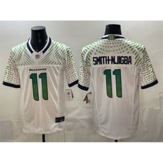 Men's Seattle Seahawks #11 Jaxon Smith-Njigba White 2025 F.U.S.E. Rivalries Vapor Untouchable Limited Football Stitched Jersey