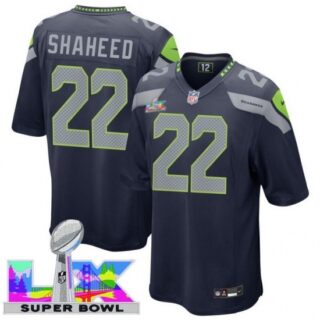 Men's Seattle Seahawks #22 Rashid Shaheed Blue 2025 2026 Super Bowl LX F U S E Stitched Jersey