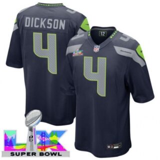 Men's Seattle Seahawks #4 Michael Dickson Blue 2025 2026 Super Bowl LX F U S E Stitched Jersey